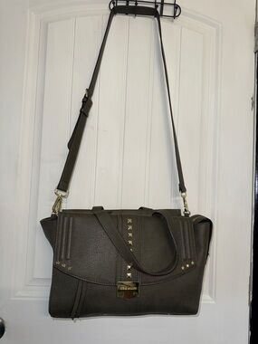 Steve Madden Olive Green Studded Satchel with Gold Hardware